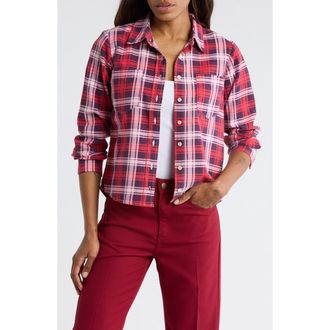 The Great. The Scouting Plaid Button-Up Shirt in Fuchsia Plaid at Nordstrom Rack, Size 3 (Fits Like 12-14 Us)