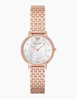 Emporio Armani Womens Emporio Armani AR11006 Rose Gold Ladies Watch - Silver