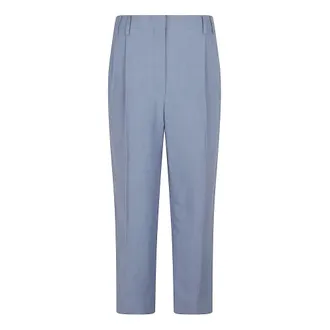 Brunello Cucinelli Brunello Cucinelli, Cropped Trousers, female, Blue, Size: XS Pleated Trousers