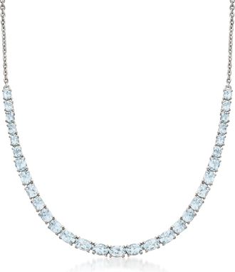 Ross-Simons Aquamarine Graduated Collar Necklace in Sterling Silver
