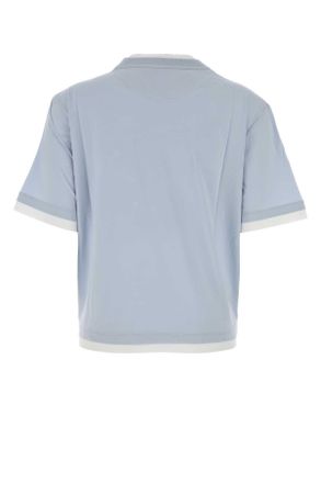 Prada Womens Crew-Neck Cotton T-Shirt Blue