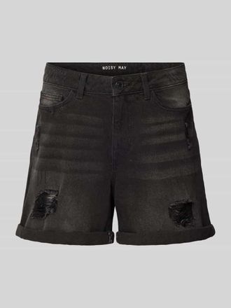 Noisy May Regular Fit Jeansshorts im Destroyed-Look Modell SMILEY in Black, Gr&ouml;&szlig;e XL