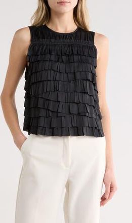 Ulla Johnson Quinn Sleeveless Layered Ruffle Top in Noir at Nordstrom Rack, Size 12
