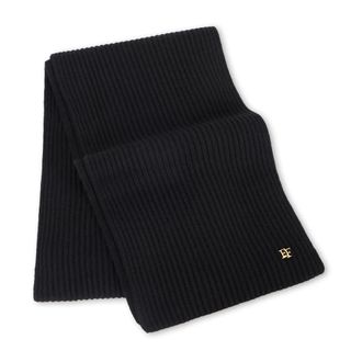 Elisabetta Franchi Cashmere Ribbed Scarf - Dames - Accessoires - Zwart - Maat: ONE Size Kasjmier