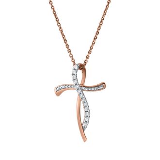 LuvMyJewelry Elarith Curve 0.15 Cts Natural Diamond 14K Gold Pendant