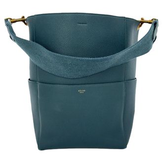 Celine Celine Medium Sangle Emmertas in Groene Leer