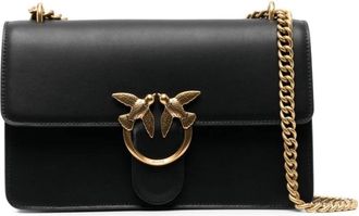 Pinko Zwarte Leren Schoudertas met Ketting - Dames - Schoudertassen - Zwart - ONE Size - Leer - Tassen