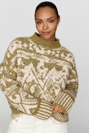 Pilcro Relaxed Intarsia Jacquard Sweater