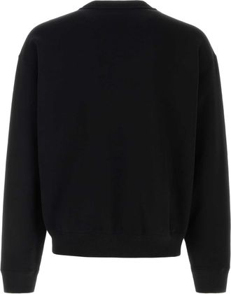 Jil Sander Mens Logo-Embroidered Cotton Sweatshirt Black Sweater