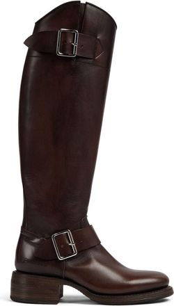 Dsquared2 logo-debossed leather boots - women - Calf Leather/Calf Leather/Elastodiene/Calf Leather - 37.5 - Brown