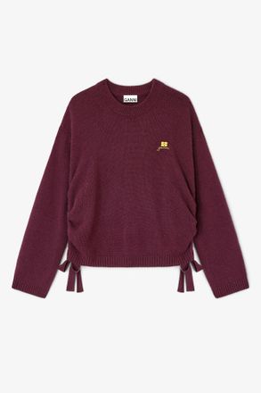 Ganni Burgundy Red Wool Mix Jumper - Size XXS/XS