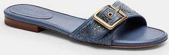 Coach Margot Flat Sandal In Crystal Signature Denim