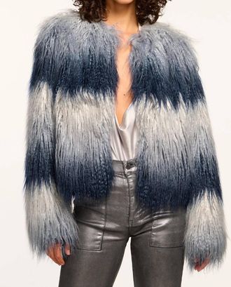Ramy Brook Sameul Faux Fur Coat In Navy Ombre