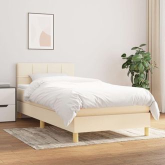 vidaXL Cama Box Spring Con Colch&oacute;n Tela Color Crema 80x200 Cm Vidaxl