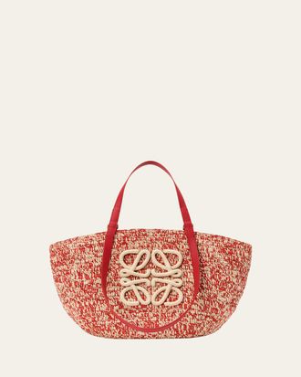 Loewe x Paulas Ibiza Medium Eclipse Basket Bag in Melange Raffia and Calfskin