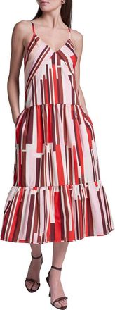 BCBGeneration Stripe Cotton Maxi Dress in Rouge Amour Multi at Nordstrom, Size 10