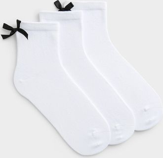 LEMON Womens Ultra-soft satiny bow socks 3-pack
