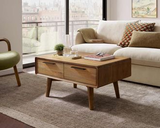 Castlery Seb Coffee Table, 35.4, Acacia Wood, Rustic Finish by Castlery