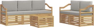 vidaXL Vidaxl Conjunto De Sof&aacute;s De Exterior 6 Uds. Blanco Y Gris Claro