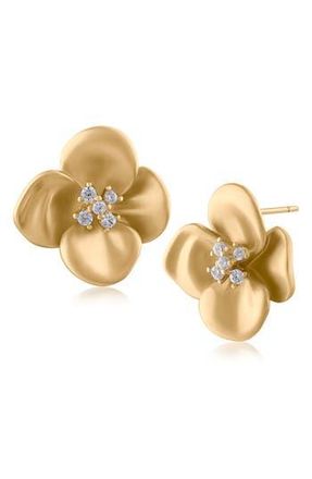 Jardin Crystal Daisy Stud Earrings in Clear Gold at Nordstrom Rack