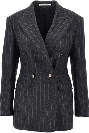 Tagliatore Pinstriped wool-blend double-breasted jacket Woman 40
