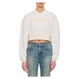 Alexander McQueen Alexander McQueen, Sweatshirts, female, White, Size: M Logo Cropped Sweatshirt