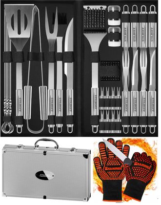 OEM Juego De Cubiertos Y Accesorios Para Parrilla Stilhoff Bbq Grill, 35 Piezas (33) + Estuche + Guantes