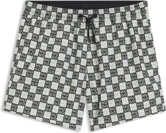HUGO BOSS Quick-dry swim shorts with stacked-logo check print