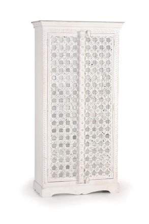 Giner&Colomer Armario en madera de mango detalles espejo en color blanco