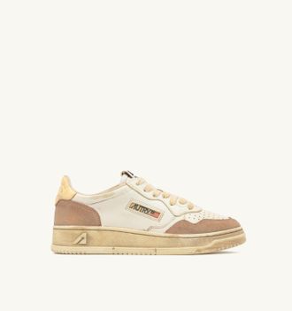 Autry MEDALIST LOW SUPER VINTAGE SNEAKERS IN WHITE AND PHARD LEATHER AND SUEDE
