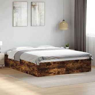 vidaXL Vidaxl - Estructura De Cama Madera De Ingenier&iacute;a Roble Ahumado 150x200cm