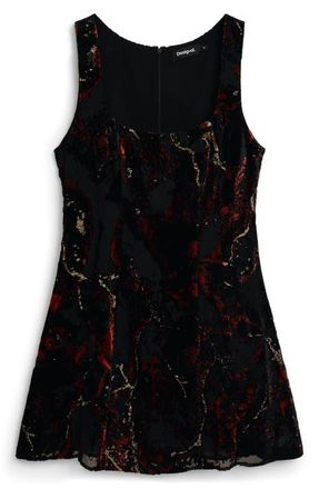 Desigual Metallic Sleeveless Velvet Dress in Black at Nordstrom, Size Medium