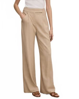 Veronica Beard Marbeau Wide Leg Pants In Stone Khaki