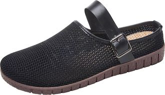 Generic Black Womens Fly Knit Slip-On Slippers Breathable Comfort Flat Sole Lightweight Easy Wear Casual Spring Summer Indoor Outdoor Flexible Design Comforta