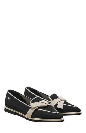 Vivaia Water-Repellent Pointed-Toe Bow Loafers in Black Ivory at Nordstrom, Size 5