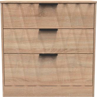 Welcome Furniture Calgary Ready Assembled 3 Drawer Deep Chest in Bardolino Oak - Welcome Furniture | TJ Hughes