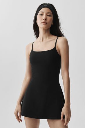 Alo Alosoft Encore Tennis Dress in Black, Size: Medium