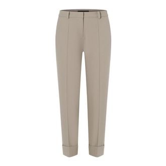 Cambio Cropped Trousers, female, Gray, S, Brown Buckthorn Trousers with Cuff