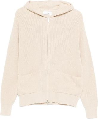 Lardini Zip-Up Gebreide Hoodie - Heren - Vesten met rits - Beige - M - Katoen - Hoodies & sweatvesten