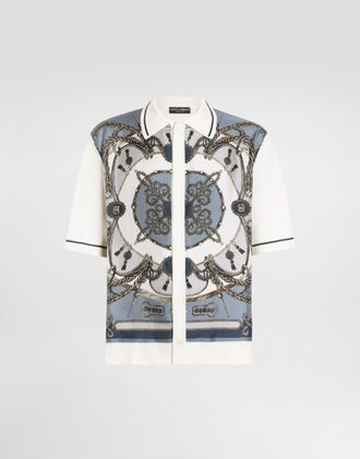 Dolce & Gabbana Silk And Cotton Shirt With Twill - Man Multicolor L
