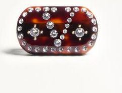 Valentino Garavani Fermaglio Per Capelli VLogo Signature In Resina, Metallo E Cristalli Donna TARTARUGA/ORO/CRYSTAL UNI