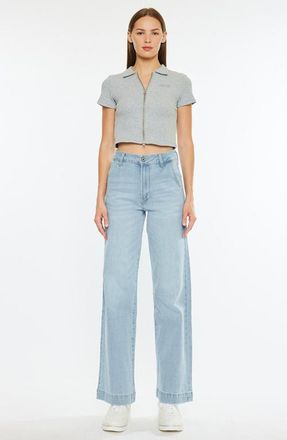 Kancan Celine Ultra High Rise Wide Leg Jeans in Light Wash at Nordstrom, Size 28