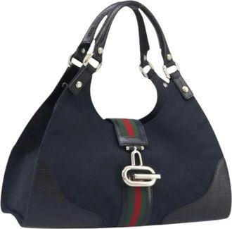 Gucci Pre-owned Vintage Canvas Shoulder Bag - Dames - Vintage Schoudertas - Zwart - ONE Size - Vintage