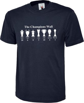 Generic Liverpool Champions Wall Printed On T-Shirt, Football Lover Trophy Icons 20 Times League Winner Gift Tee Top (UK, Alpha, S, XXL, Regular, Regular, XL,