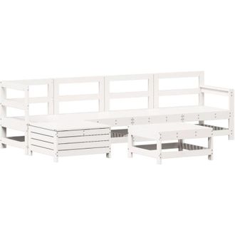 vidaXL Vidaxl - Juego De Sof&aacute;s De Jard&iacute;n 6 Piezas Madera Maciza Pino Blanco