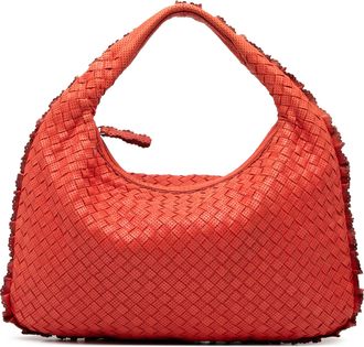 Bottega Veneta Pre-owned Womens Small Perforated Nappa Intrecciato Hobo - Orange Leather - One Size