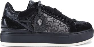 Kurt Geiger Womens Suede Fabric Southbank Tag Sneakers - Black - Size UK 5