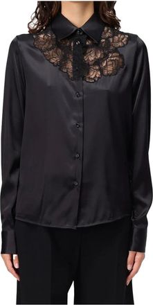 Emporio Armani Overhemden, Dames, Zwart, S, Satijn, Satijnen Blouse