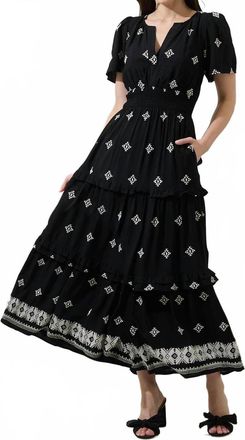 Sugarlips Floral Palmer Poplin Tiered Dress In Black / White