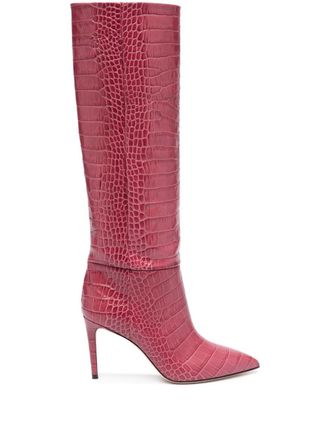 PARIS TEXAS Coco 95mm crocodile-effect boots - women - Calf Leather/Calf Leather/Calf Leather - 41 - Red